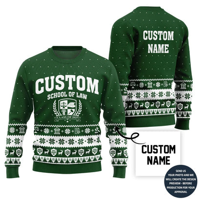Custom School Of Law Ugly Xmas Sweater