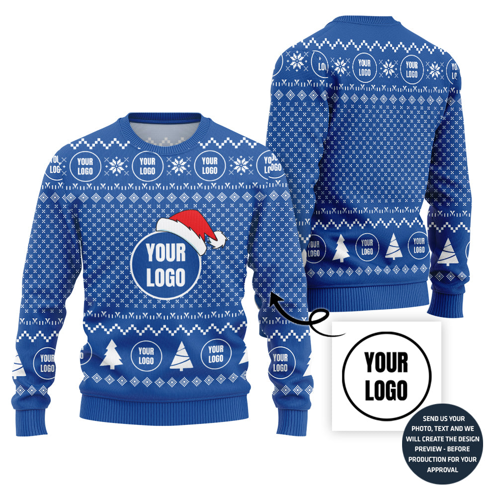 Custom Simple Logo For Brand Ugly Christmas Sweater