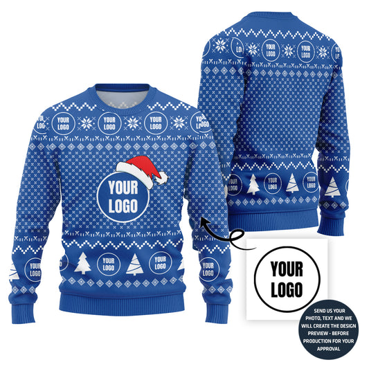 Custom Simple Logo For Brand Ugly Christmas Sweater