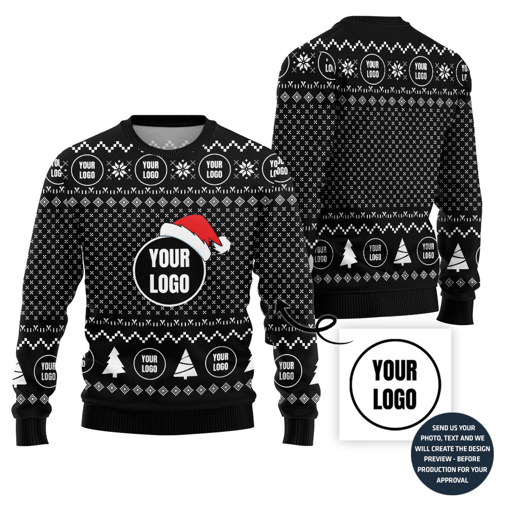 Custom Simple Logo For Brand Ugly Christmas Sweater