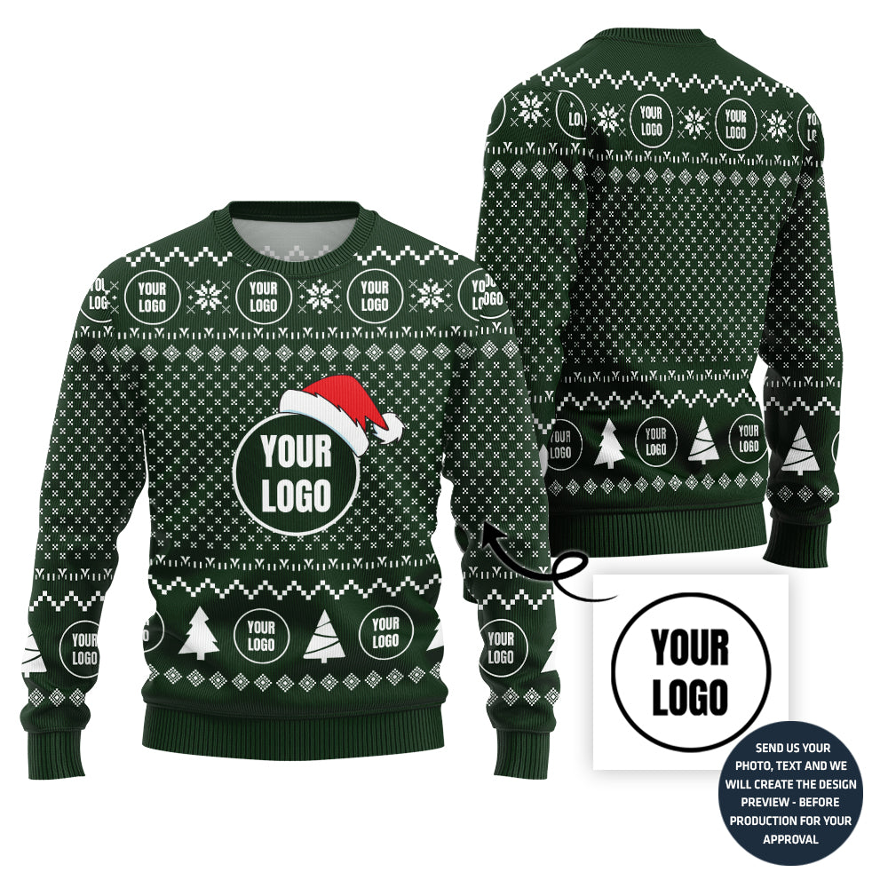 Custom Simple Logo For Brand Ugly Christmas Sweater