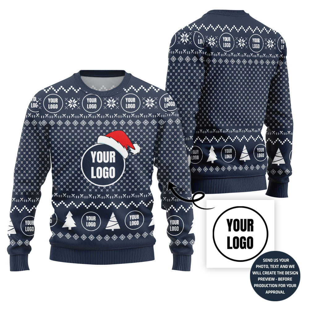 Custom Simple Logo For Brand Ugly Christmas Sweater