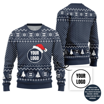 Custom Simple Logo For Brand Ugly Christmas Sweater