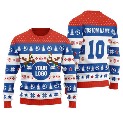 Custom Soccer Player Ugly Christmas Sweater