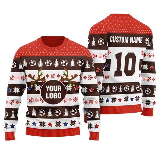 Custom Soccer Player Ugly Christmas Sweater