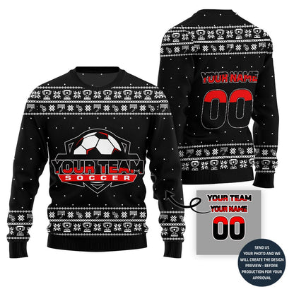 Custom Soccer Team Name Ugly Christmas Sweater