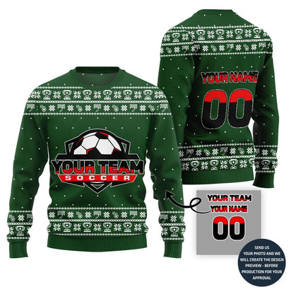 Custom Soccer Team Name Ugly Christmas Sweater