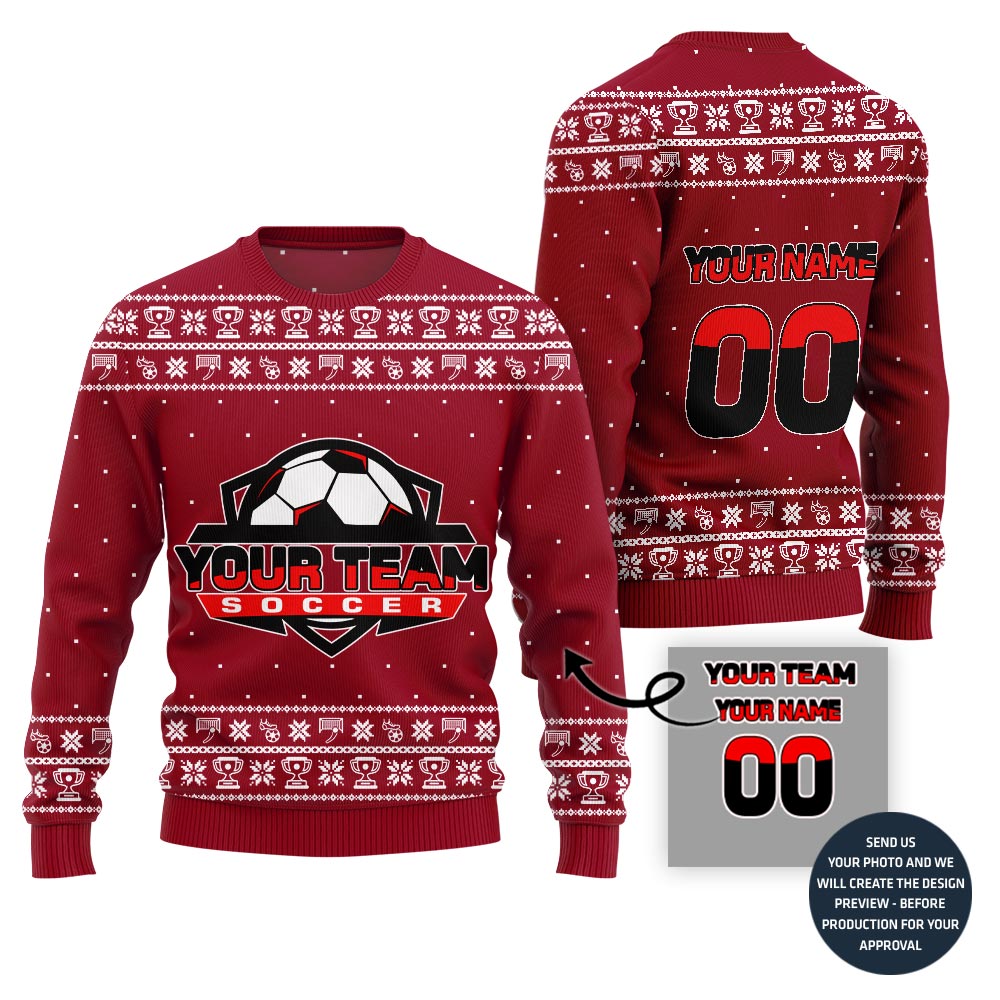 Custom Soccer Team Name Ugly Christmas Sweater