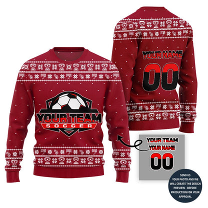 Custom Soccer Team Name Ugly Christmas Sweater