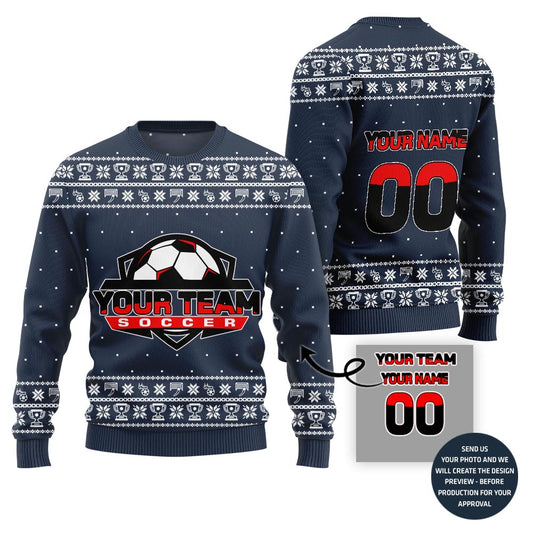 Custom Soccer Team Name Ugly Christmas Sweater