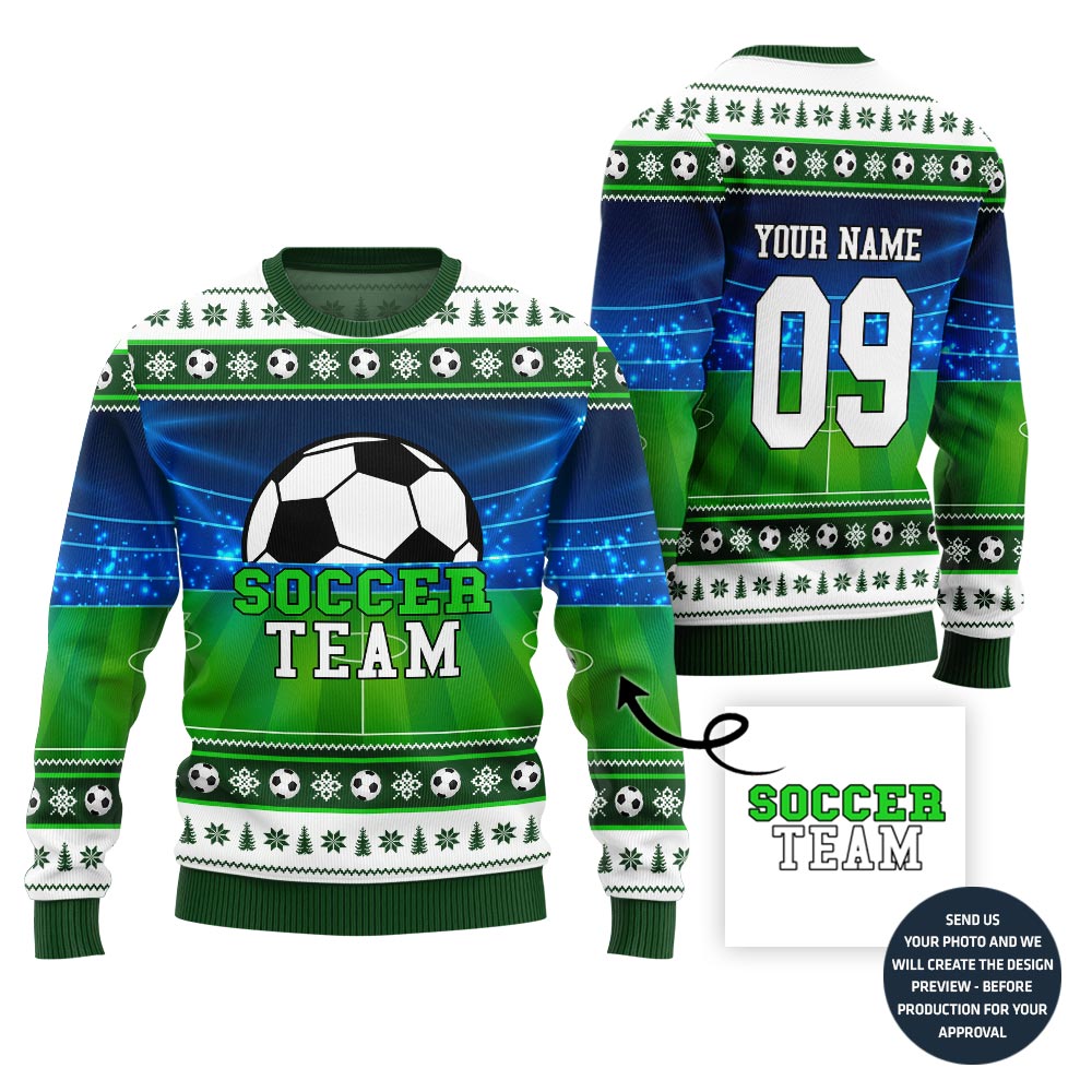 Custom Soccer Team Ugly Christmas Sweater