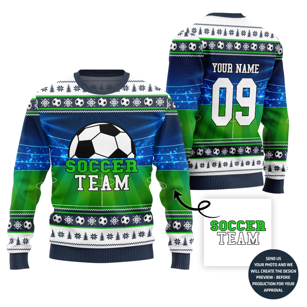 Custom Soccer Team Ugly Christmas Sweater
