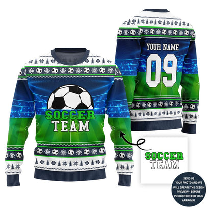 Custom Soccer Team Ugly Christmas Sweater