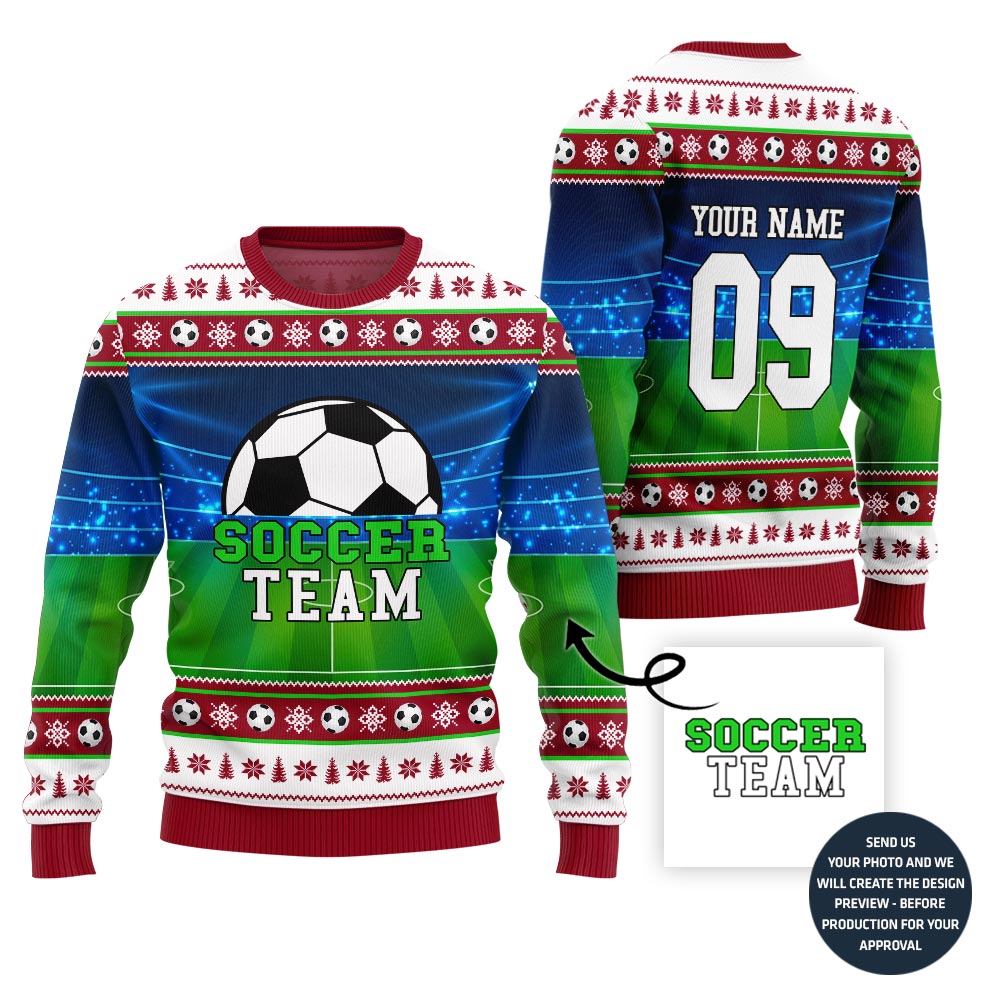 Custom Soccer Team Ugly Christmas Sweater