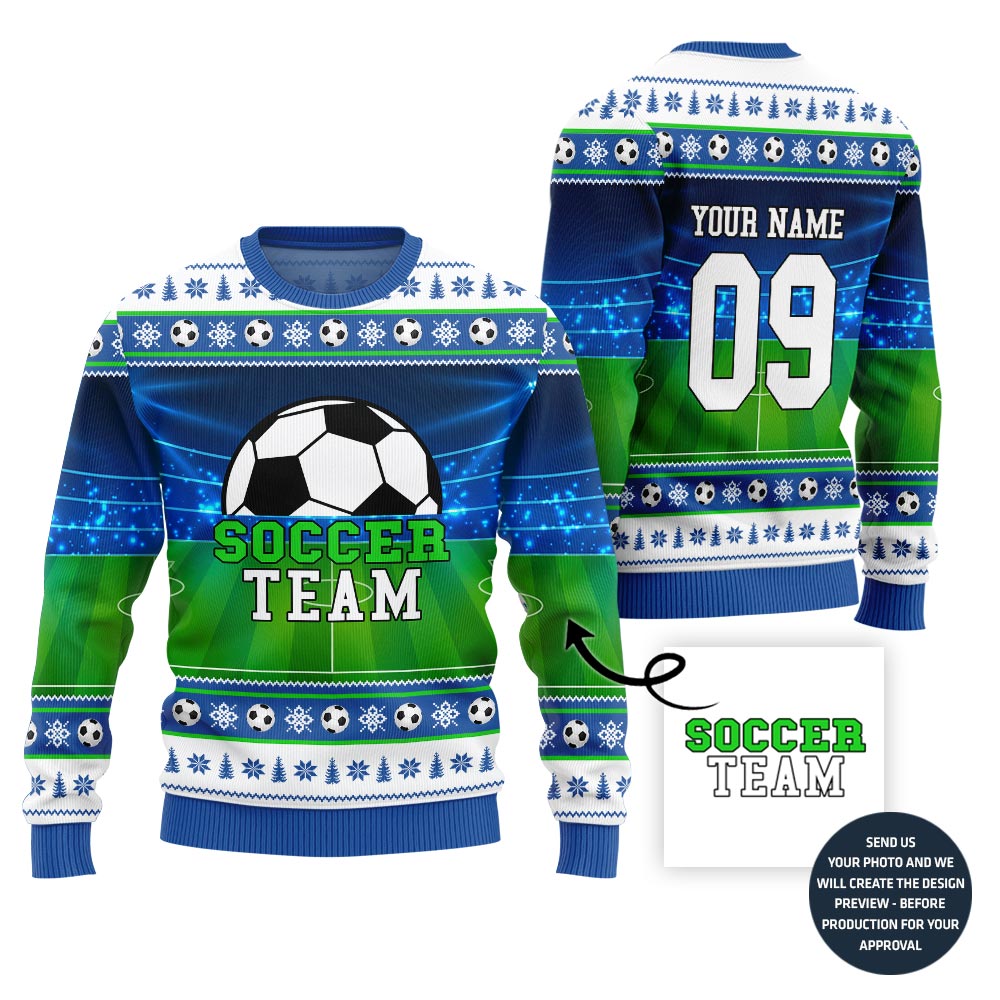 Custom Soccer Team Ugly Christmas Sweater