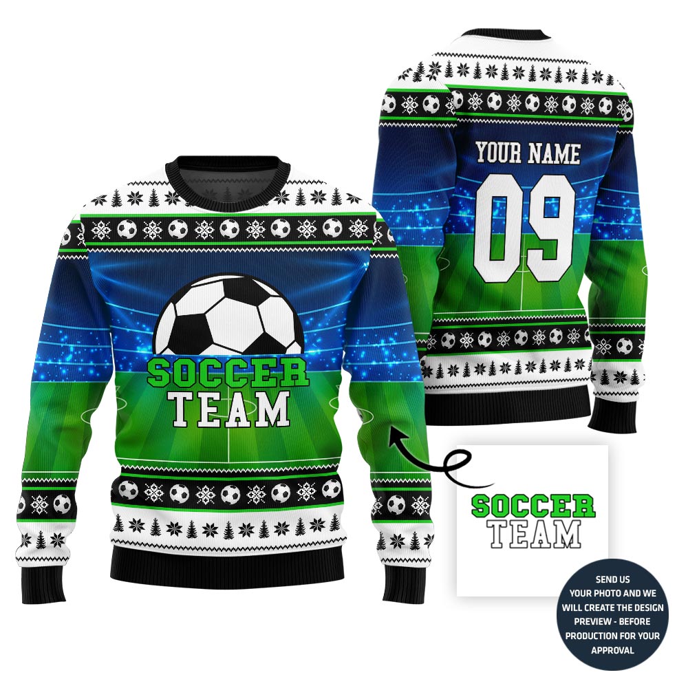 Custom Soccer Team Ugly Christmas Sweater