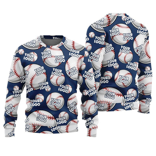 Custom Team Logo Baseball Ugly Christmas Sweater