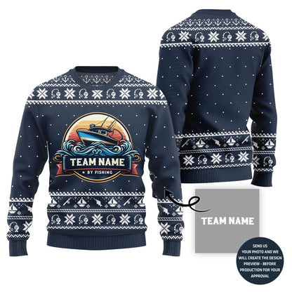 Custom Team Name Fishing Ugly Christmas Sweater