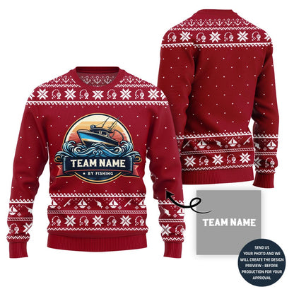 Custom Team Name Fishing Ugly Christmas Sweater