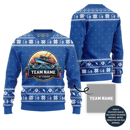 Custom Team Name Fishing Ugly Christmas Sweater