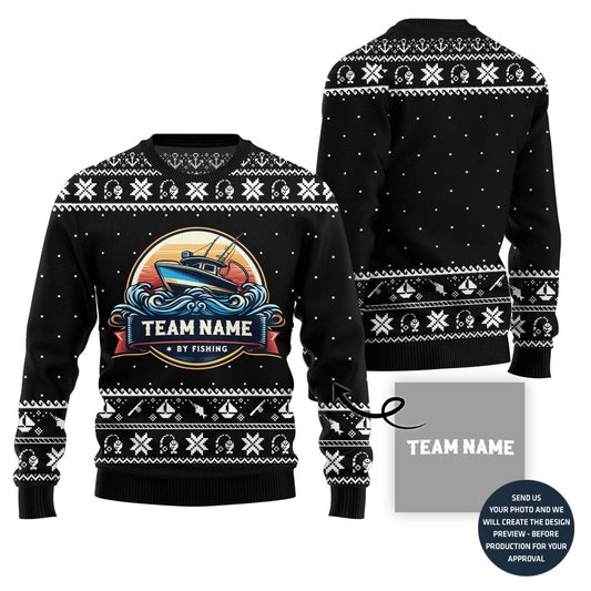 Custom Team Name Fishing Ugly Christmas Sweater