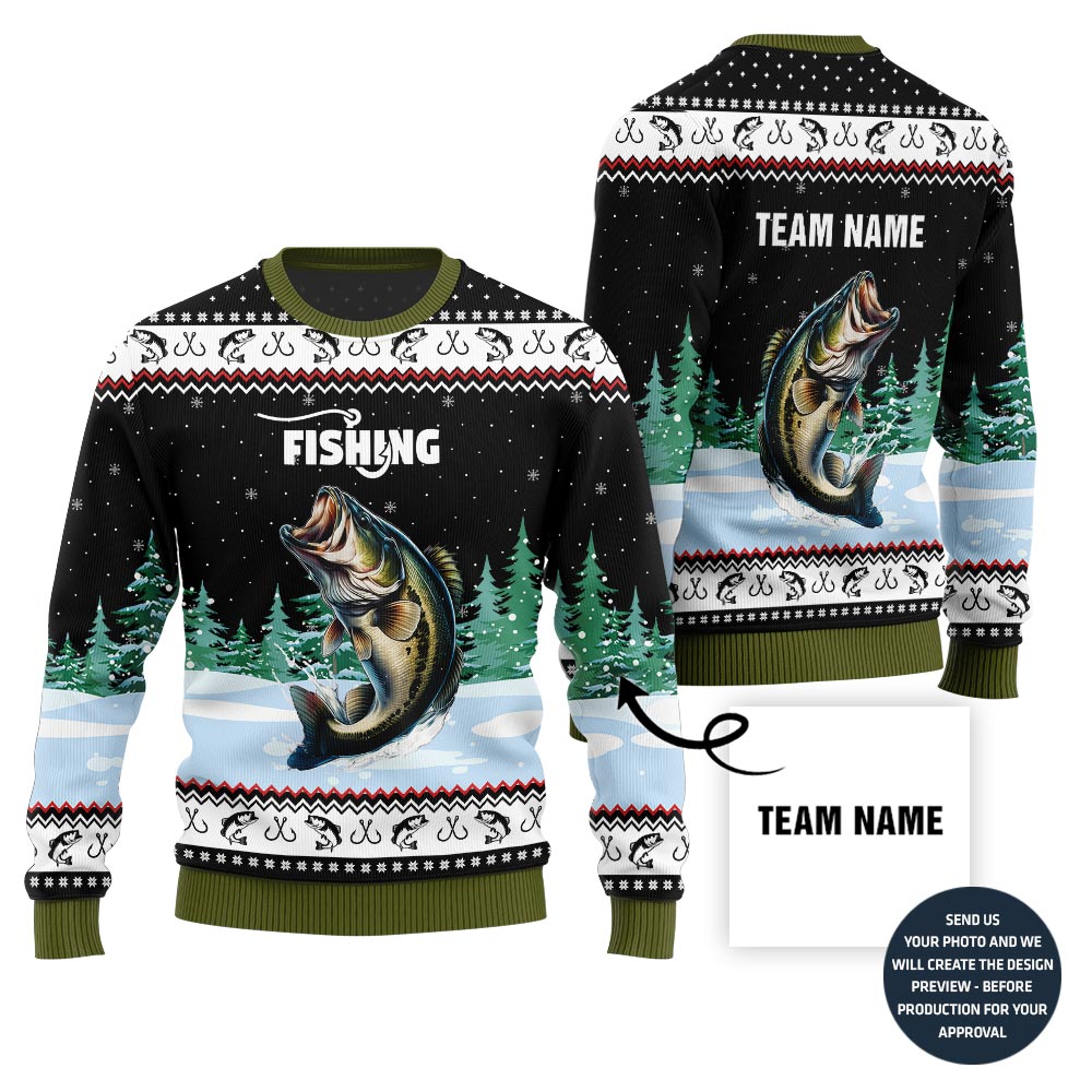 Custom Team Name Fishing Ugly Holiday Sweater