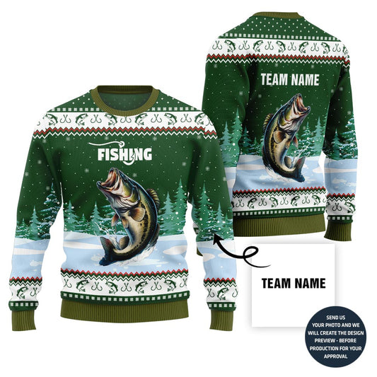 Custom Team Name Fishing Ugly Holiday Sweater