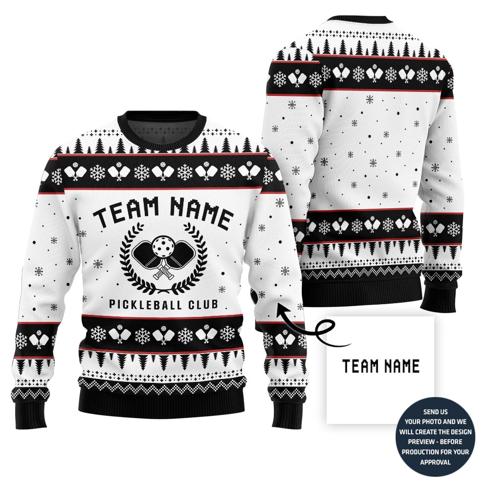 Custom Team Name Pickleball Ugly Christmas Sweater