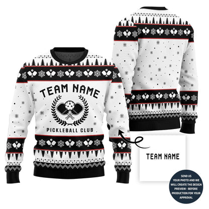 Custom Team Name Pickleball Ugly Christmas Sweater
