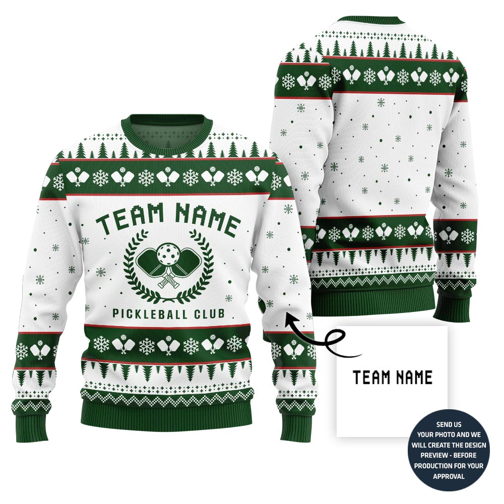 Custom Team Name Pickleball Ugly Christmas Sweater