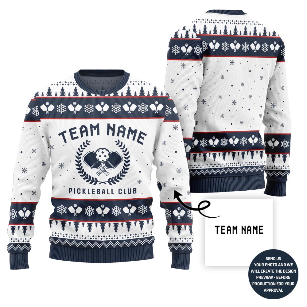 Custom Team Name Pickleball Ugly Christmas Sweater