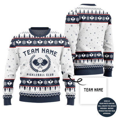 Custom Team Name Pickleball Ugly Christmas Sweater