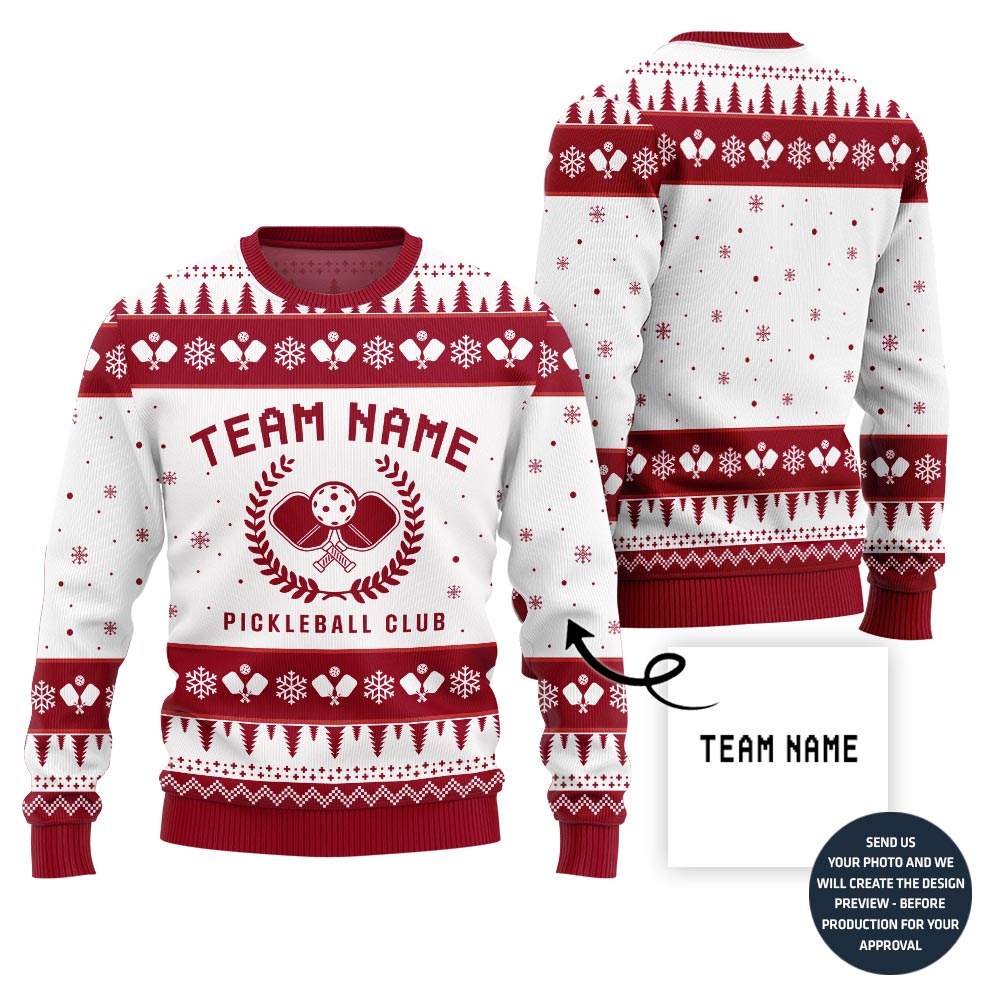 Custom Team Name Pickleball Ugly Christmas Sweater