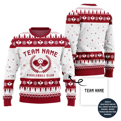 Custom Team Name Pickleball Ugly Christmas Sweater