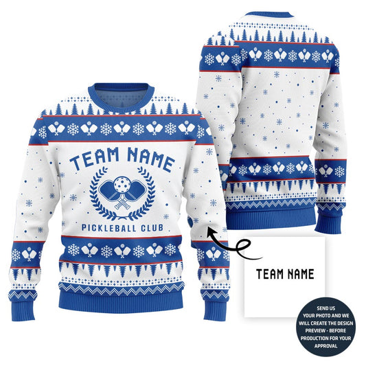 Custom Team Name Pickleball Ugly Christmas Sweater