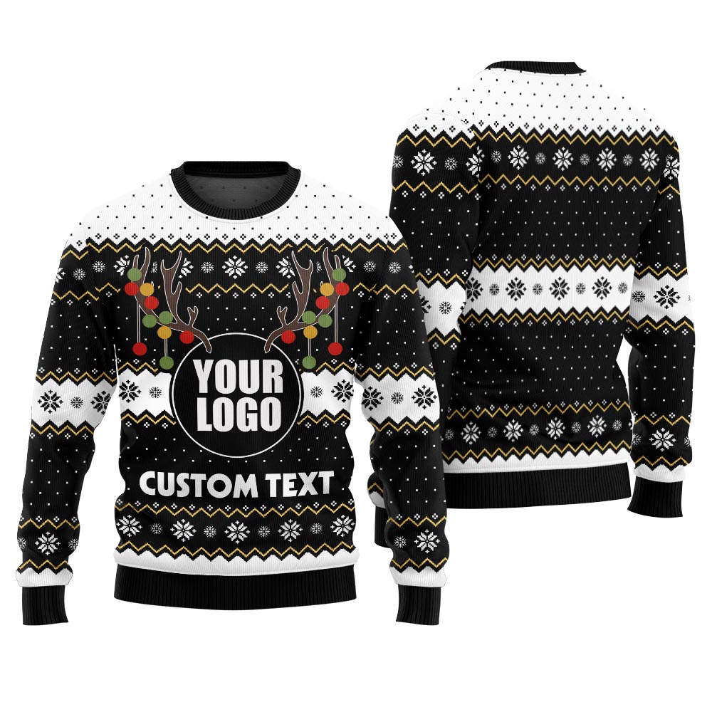Custom Text And Logo For Business Christmas Sweater With Preview