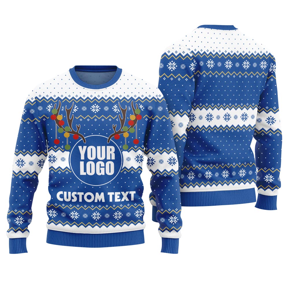 Custom Text And Logo For Business Christmas Sweater With Preview