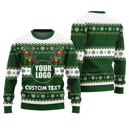 Custom Text And Logo For Business Christmas Sweater With Preview