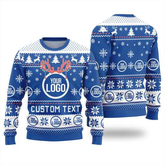 Custom Text And Logo For Business Ugly Christmas Sweater For Men