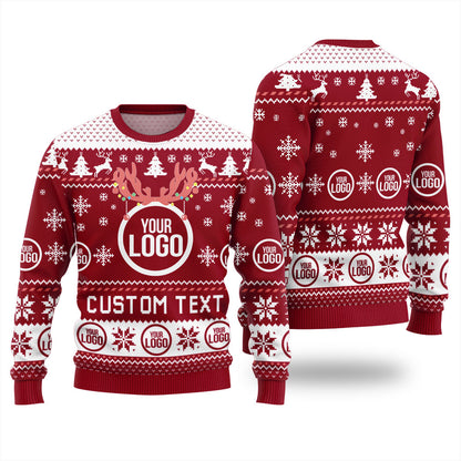 Custom Text And Logo For Business Ugly Christmas Sweater For Men