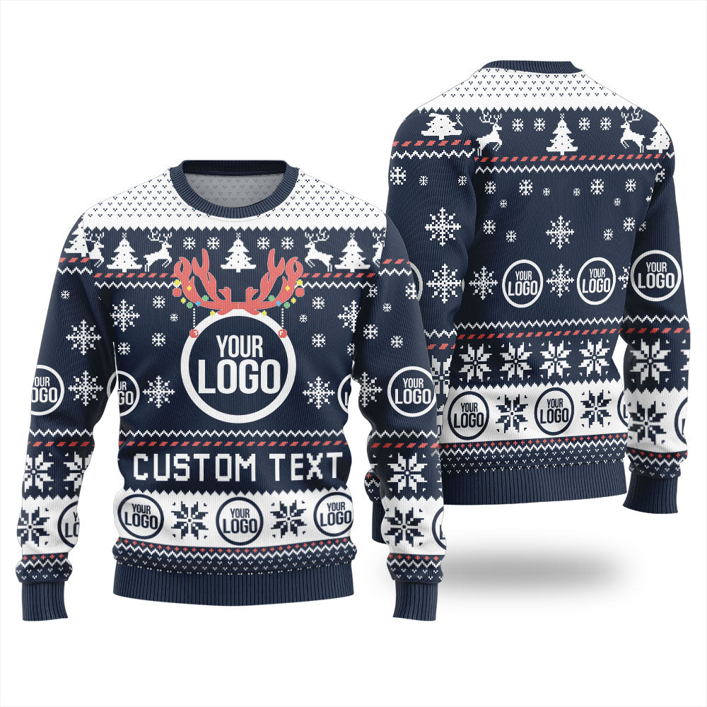 Custom Text And Logo For Business Ugly Christmas Sweater For Men