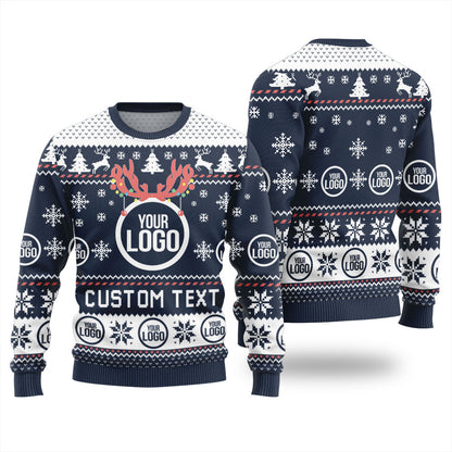 Custom Text And Logo For Business Ugly Christmas Sweater For Men