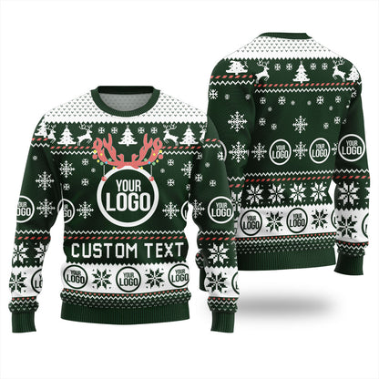 Custom Text And Logo For Business Ugly Christmas Sweater For Men
