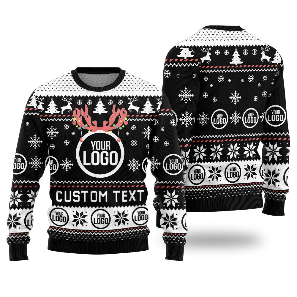 Custom Text And Logo For Business Ugly Christmas Sweater For Men