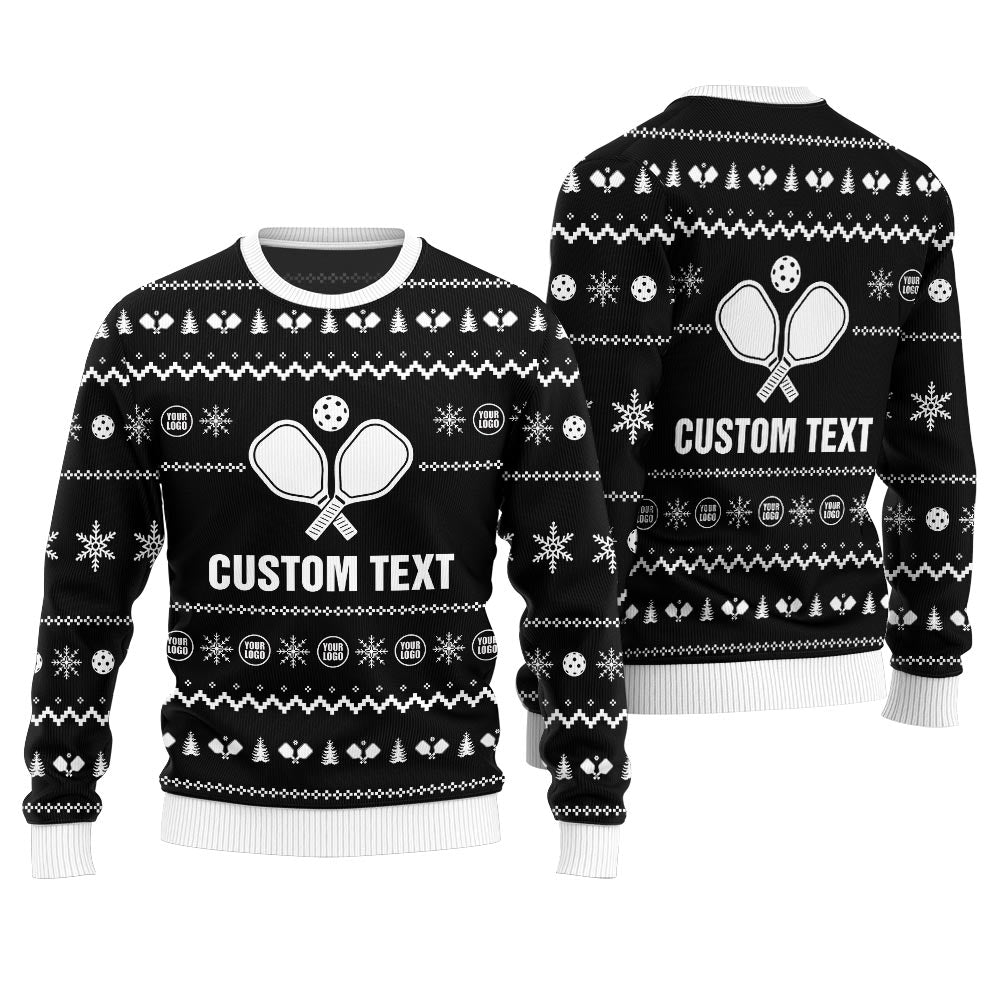 Custom Text Ugly Christmas Sweater For Pickleball Lovers