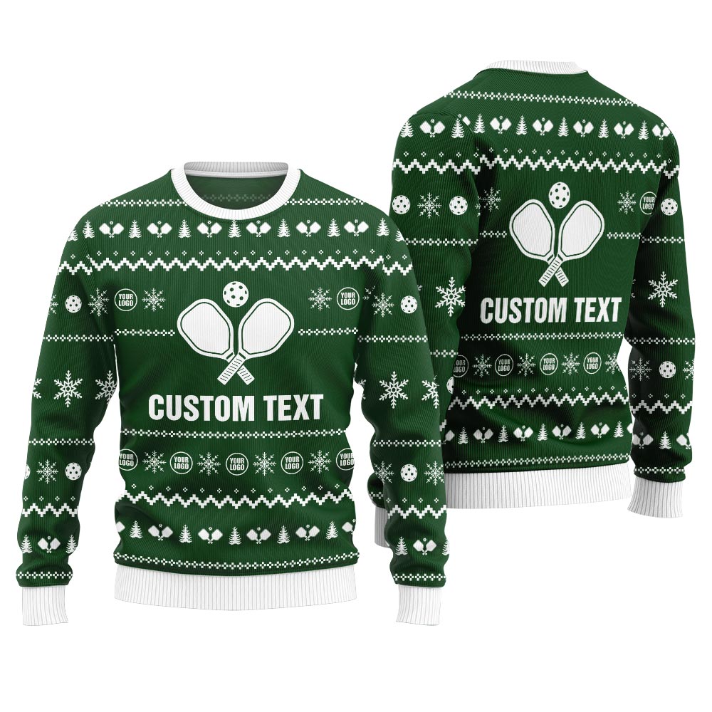 Custom Text Ugly Christmas Sweater For Pickleball Lovers