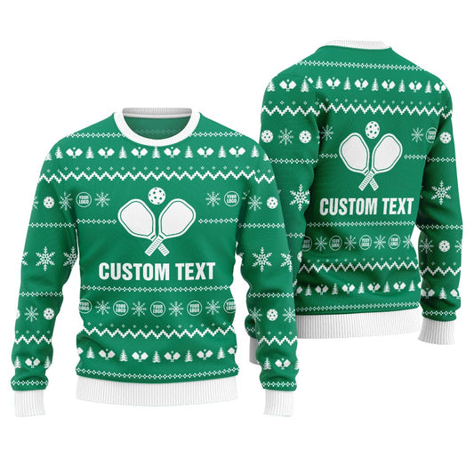 Custom Text Ugly Christmas Sweater For Pickleball Lovers