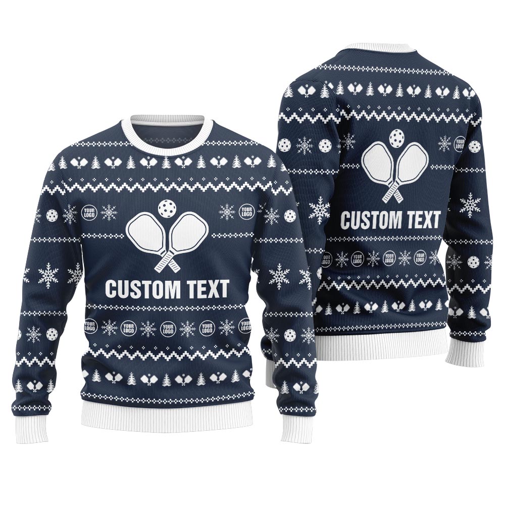 Custom Text Ugly Christmas Sweater For Pickleball Lovers
