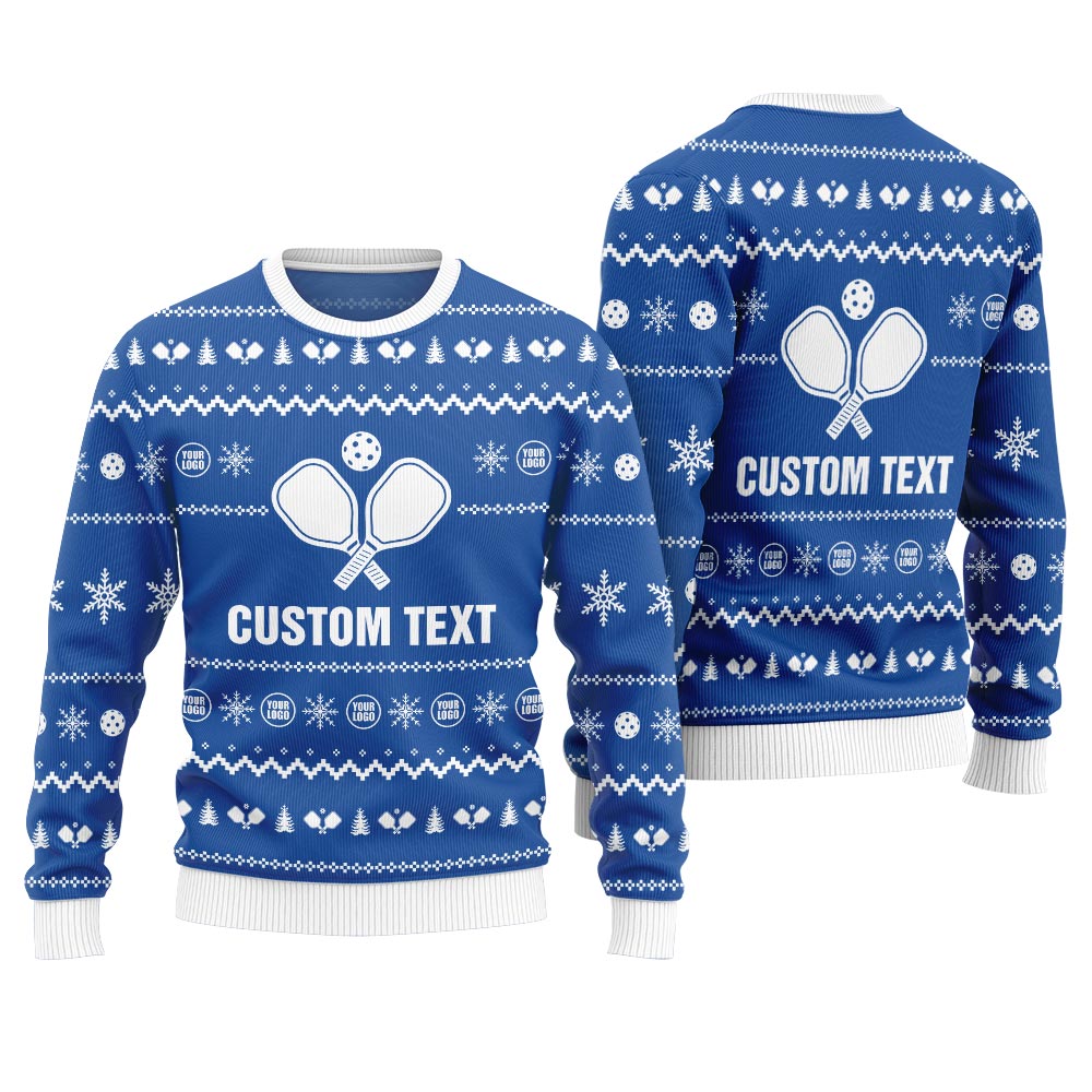 Custom Text Ugly Christmas Sweater For Pickleball Lovers