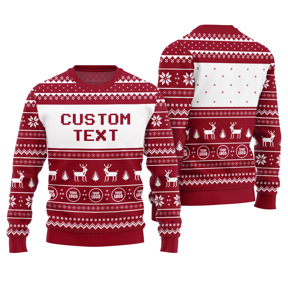 Custom Text and Logo Christmas Ugly Sweater